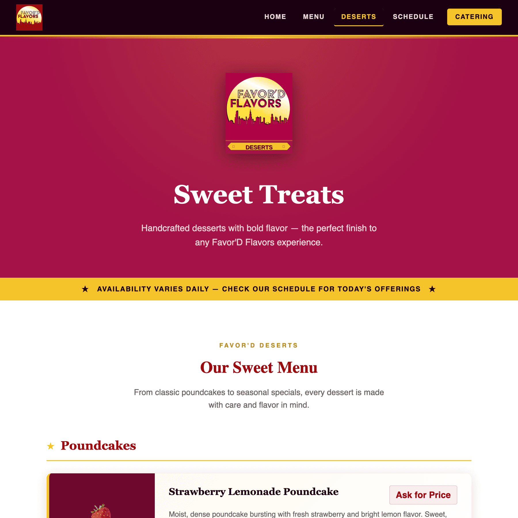Favor'D Flavors desserts page