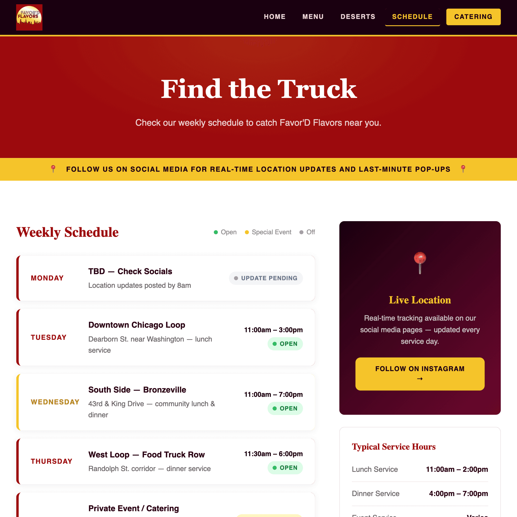 Favor'D Flavors find the truck page