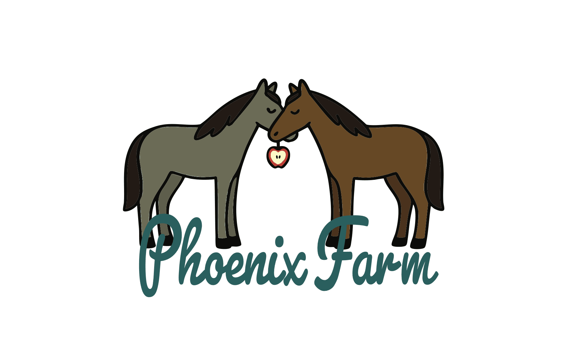Phoenix Farm two horses illustrated logo